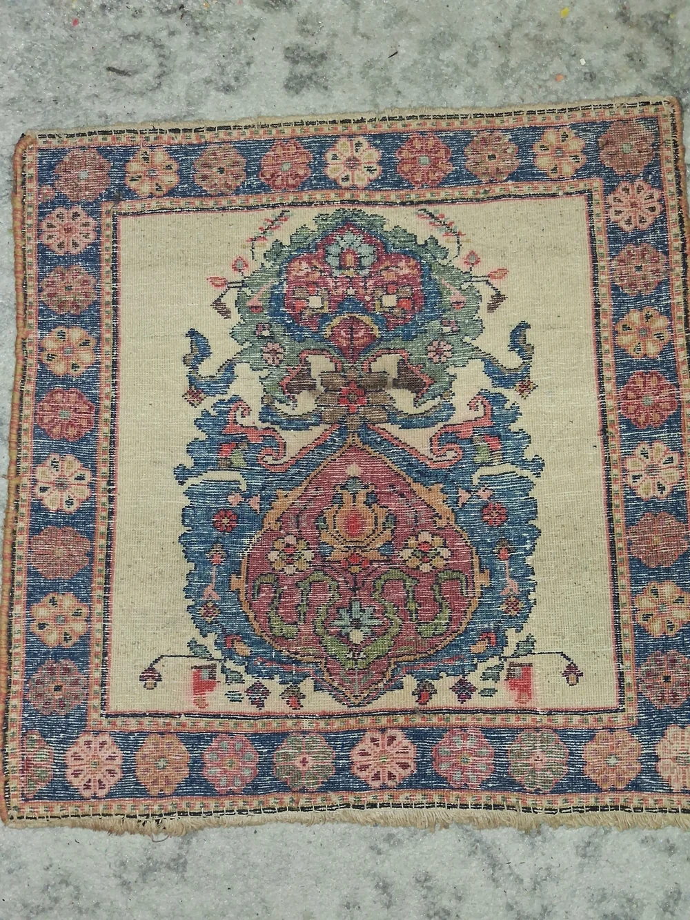 authentic, 80-year-old Turkish Yastik rug in this 22
